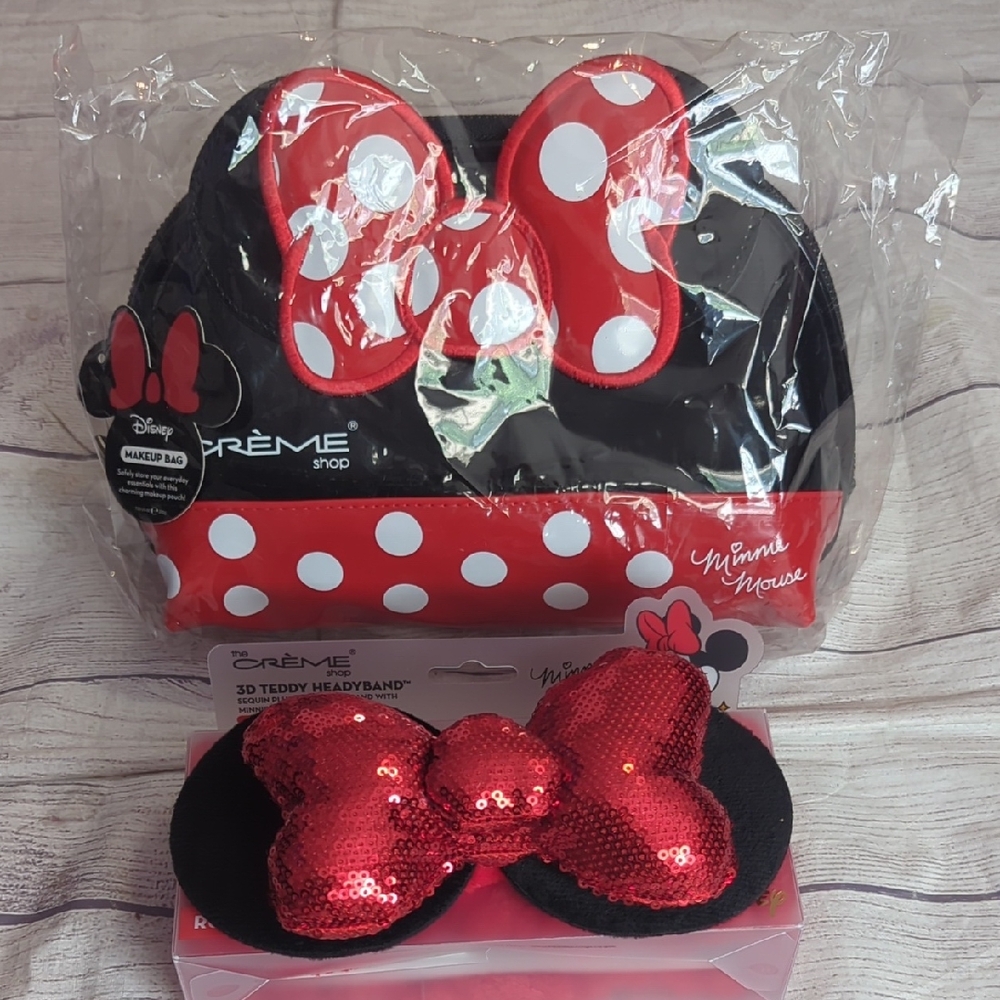 NEW Disney Minnie Mouse Red and Black Polka Dot Bag Set